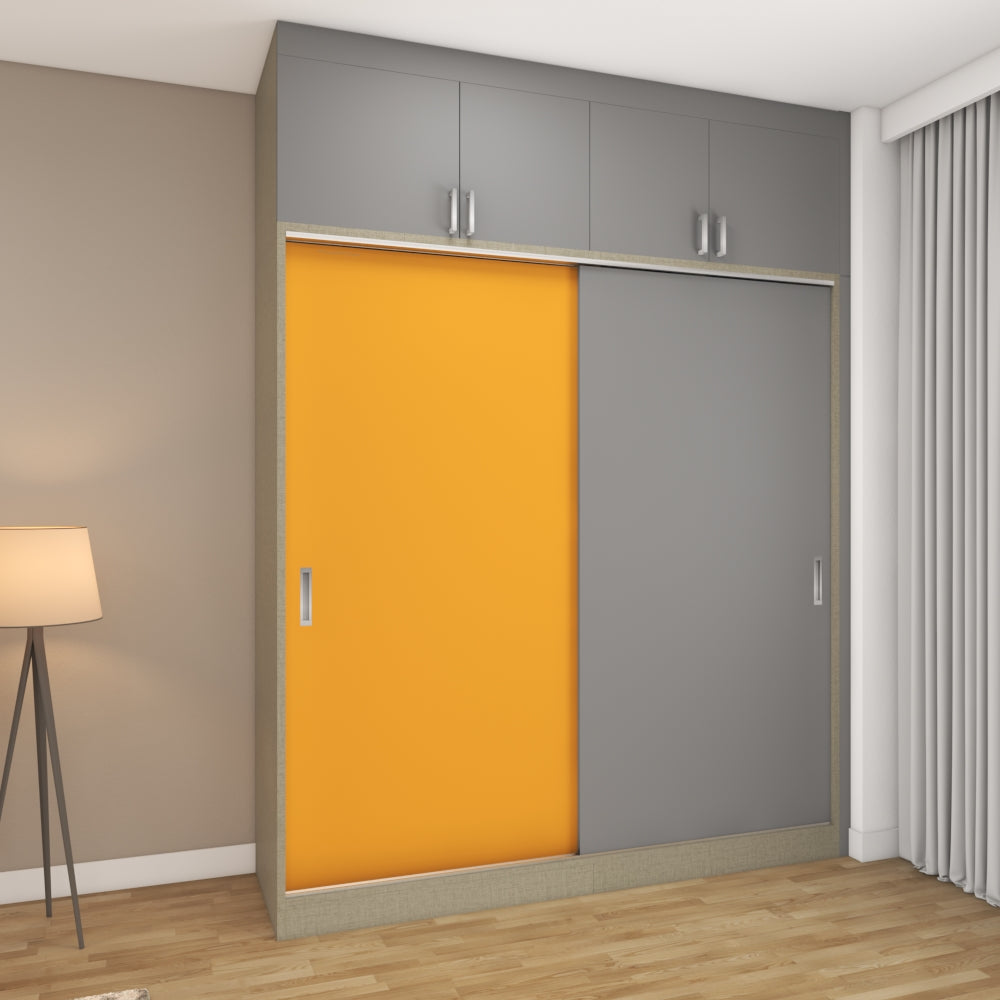 2 Door Sliding Wardrobe With Light Grey and Mango Laminate Qarpentri