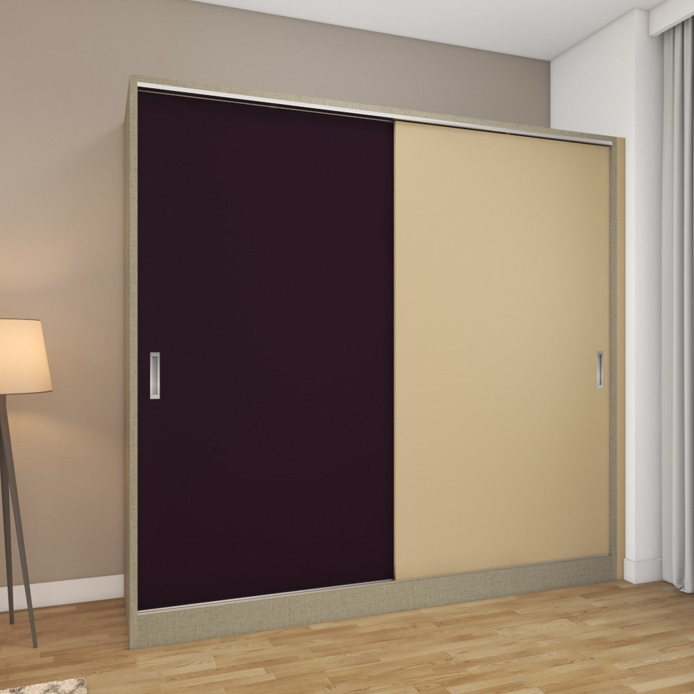 2 door sliding wardrobe with berry and cream laminate