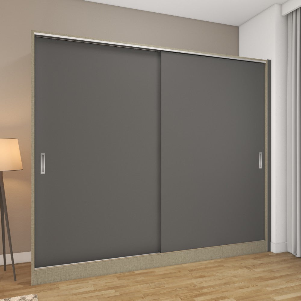2 door sliding wardrobe with charcoal grey finish