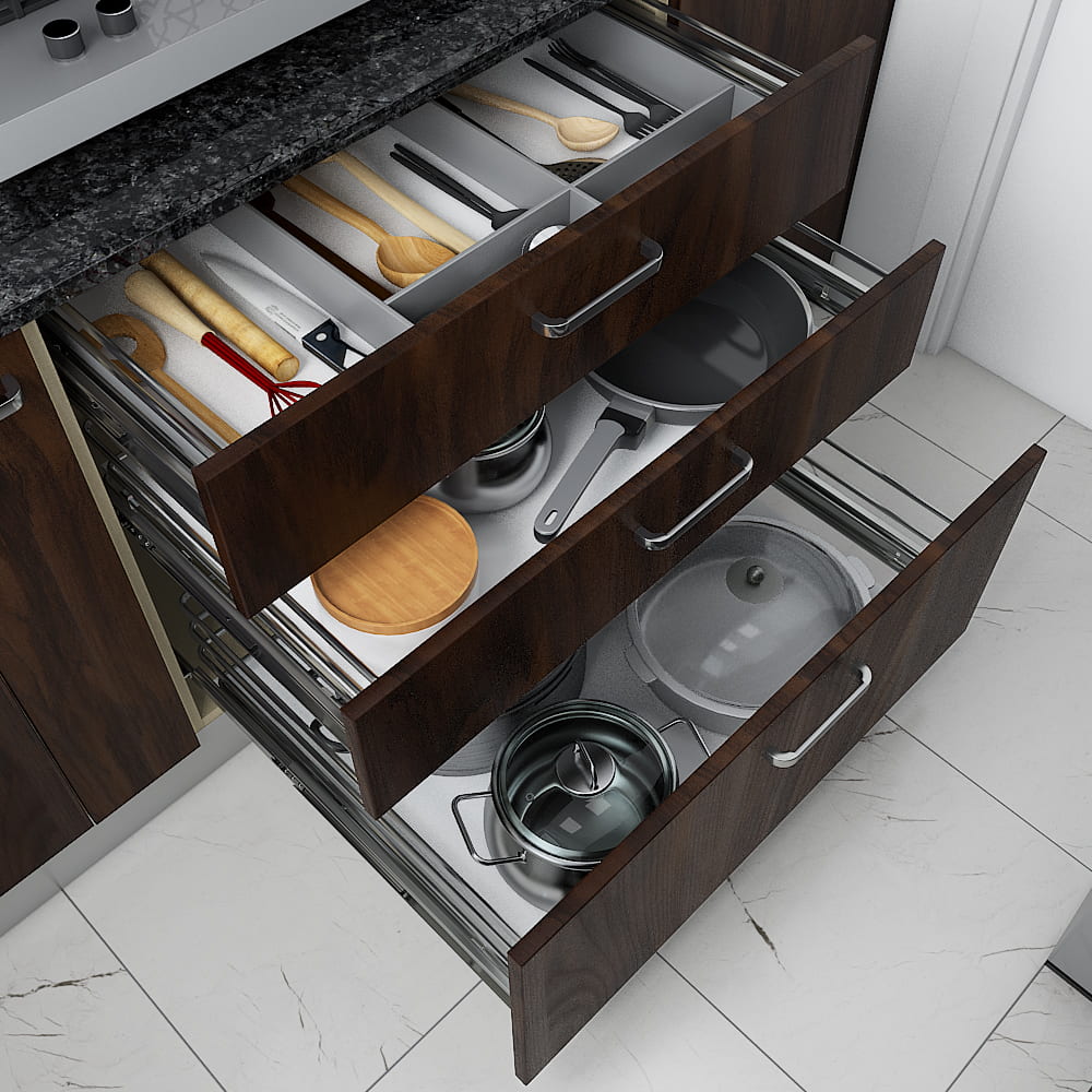 Parallel Kitchen Racks A Parallel Shaped Kitchen Finished In Ebony Or Dark Wood – Qarpentri