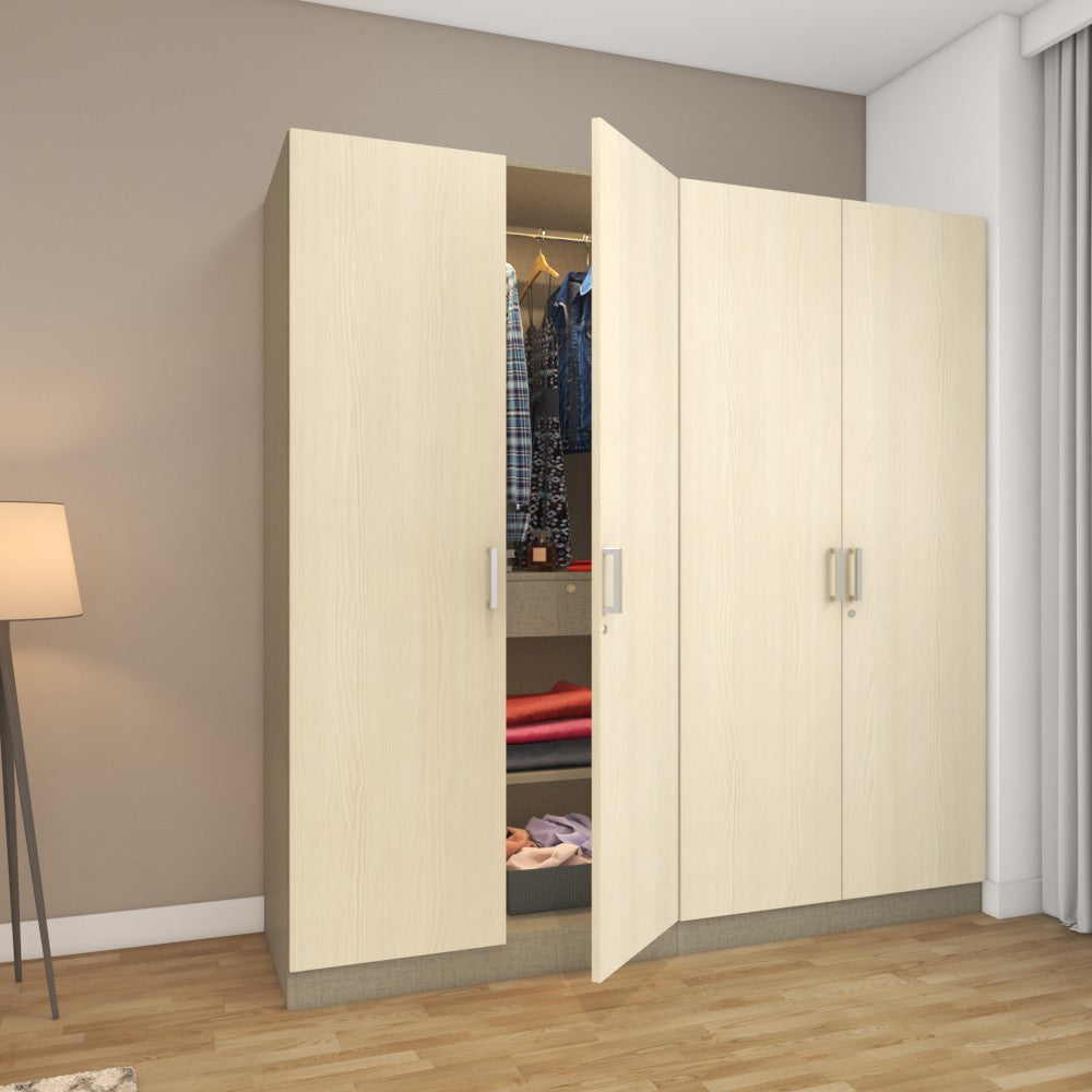 4-door wardrobe finished in pine wood laminate