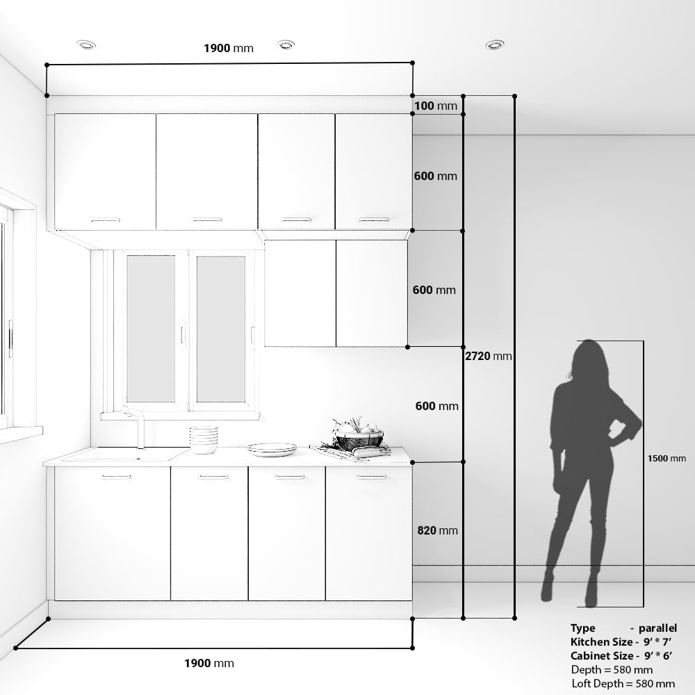 Modular Kitchen Measurements Modular Kitchen Layouts Plan Standard Dimensions Theme Detai | Kuempasi